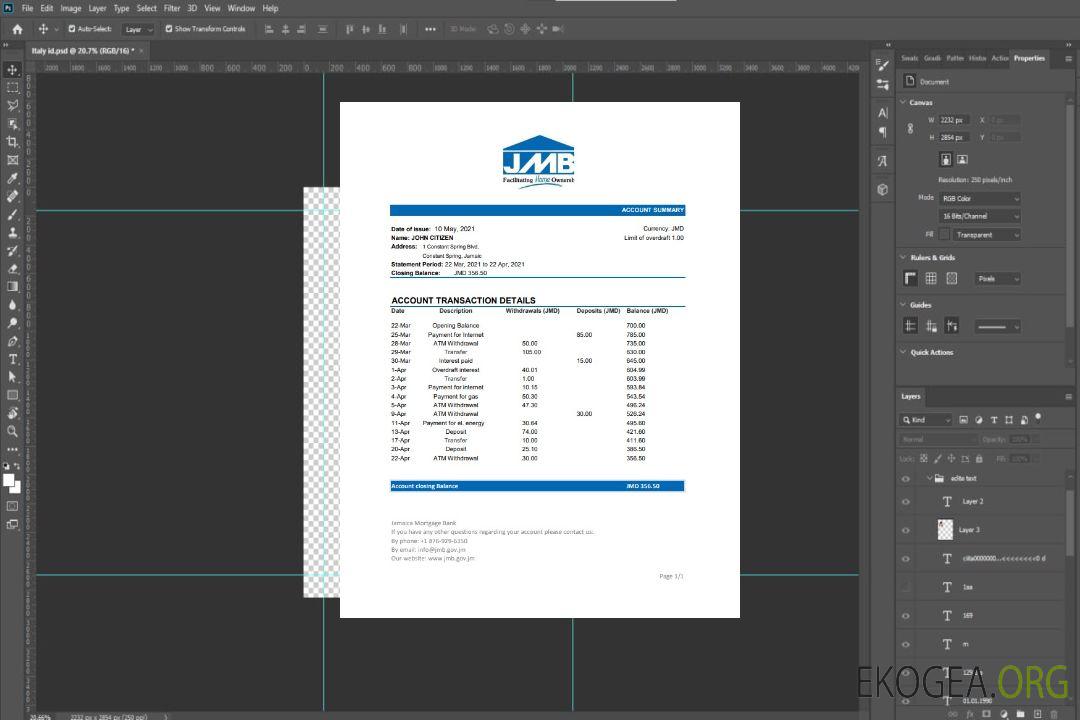 Modèle de relevé de la Jamaica Mortgage Bank facile à remplir au format Excel et PDF template